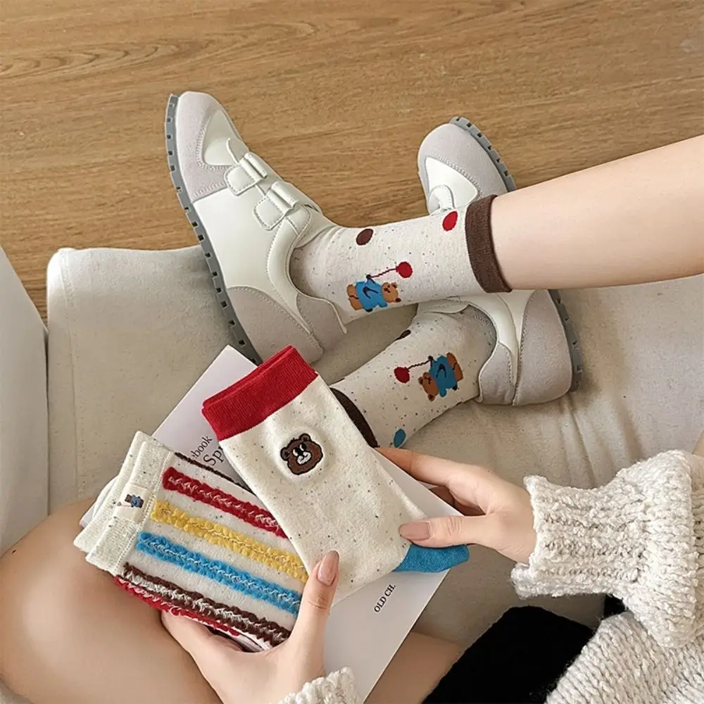 3Pairs Fashion Cute Mid-calf Socks Stripe Bear Women's Stockings Mid Tube Patchwork Cartoon Socks Spring
3Pairs Fashion Cute Mid-calf Socks Stripe Bear Women's Stockings Mid Tube Patchwork Cartoon Socks Spring
