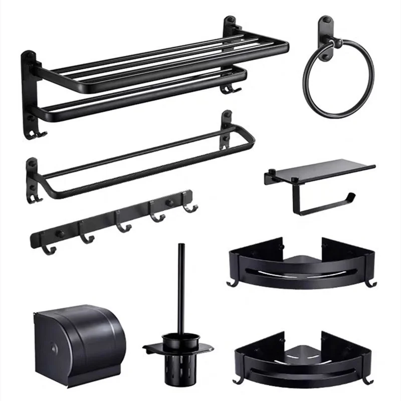 *Towel rack No punching Toilet rack Wall hanging storage Bathroom black space aluminum
*Towel rack No punching Toilet rack Wall hanging storage Bathroom black space aluminum