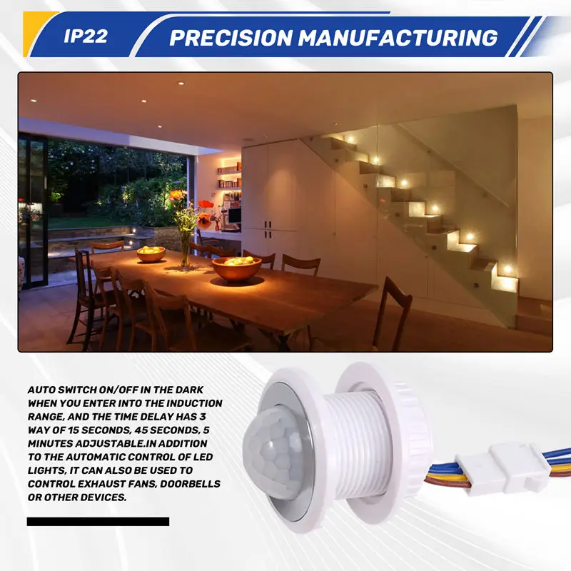 Mini Motion Sensor Light Switch 110-220V PIR Sensor Smart Detection Time Delay Adjustable Infrared Induction Detector
Mini Motion Sensor Light Switch 110-220V PIR Sensor Smart Detection Time Delay Adjustable Infrared Induction Detector