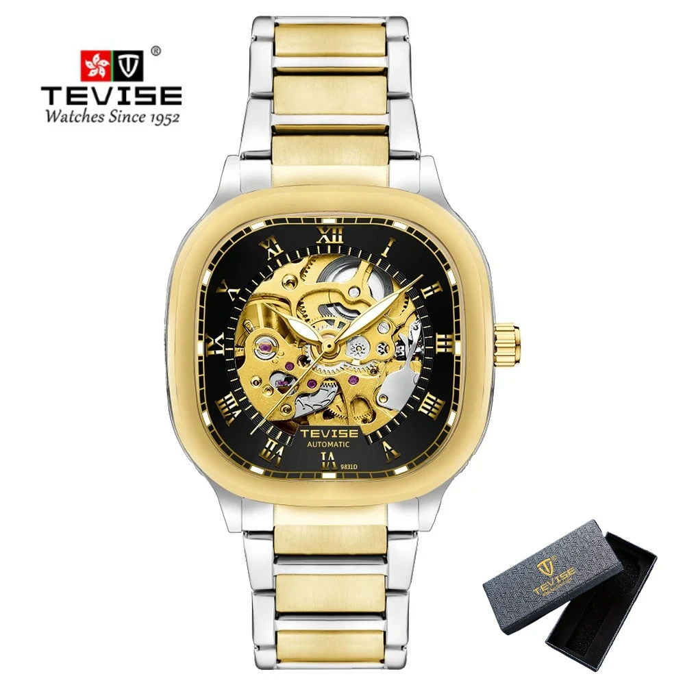 TEVISE T9831D Automatic Mechanical Watch Men Square Shape Dial Stainless Steel Luminous Fashion Casual Skeleton Watch Waterproof
TEVISE T9831D Automatic Mechanical Watch Men Square Shape Dial Stainless Steel Luminous Fashion Casual Skeleton Watch Waterproof