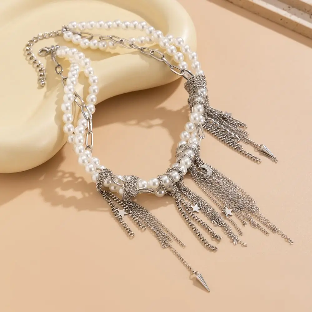 Fashion Retro Style Imitation Pearls Necklace Star Cross Mulitilayered Pearls Necklace Choker Alloy Tassel Necklace Daily Wear
Fashion Retro Style Imitation Pearls Necklace Star Cross Mulitilayered Pearls Necklace Choker Alloy Tassel Necklace Daily Wear