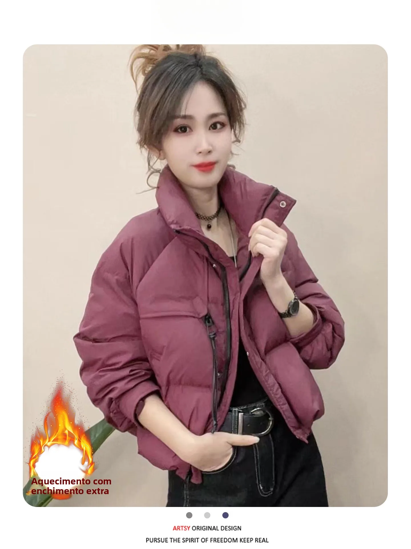 Women's Thickened Cotton Jacket Zipper Closure Short Style Winter Outerwear Warm Fluffy Coat Korean Style Loose Fit Pure Color
Women's Thickened Cotton Jacket Zipper Closure Short Style Winter Outerwear Warm Fluffy Coat Korean Style Loose Fit Pure Color