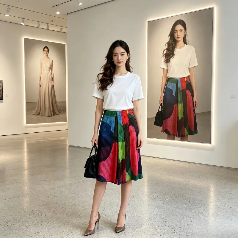 Miyake Pleated Printed Wide-Leg Five-Point Pants for Women High-Waisted Colorful Geometric Graffiti Pleated Mid-Length Pants
Miyake Pleated Printed Wide-Leg Five-Point Pants for Women High-Waisted Colorful Geometric Graffiti Pleated Mid-Length Pants