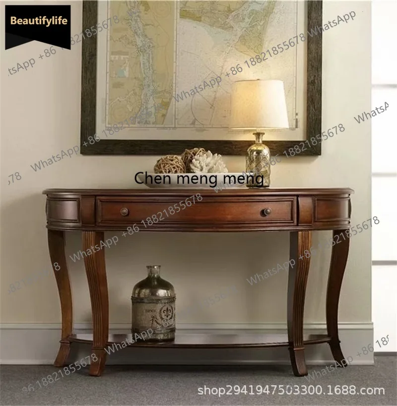 A139 Solid wood entrance table American country oak retro old semi-circular entrance foyer decoration table
A139 Solid wood entrance table American country oak retro old semi-circular entrance foyer decoration table