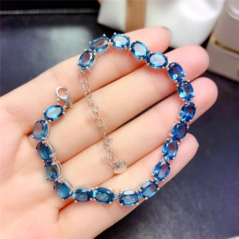 Natural Topaz Bracelet Simple London Blue Topaz Woman Bracelet 925 Sterling Silver Blue Gemstone Bracelet Birthstone
Natural Topaz Bracelet Simple London Blue Topaz Woman Bracelet 925 Sterling Silver Blue Gemstone Bracelet Birthstone