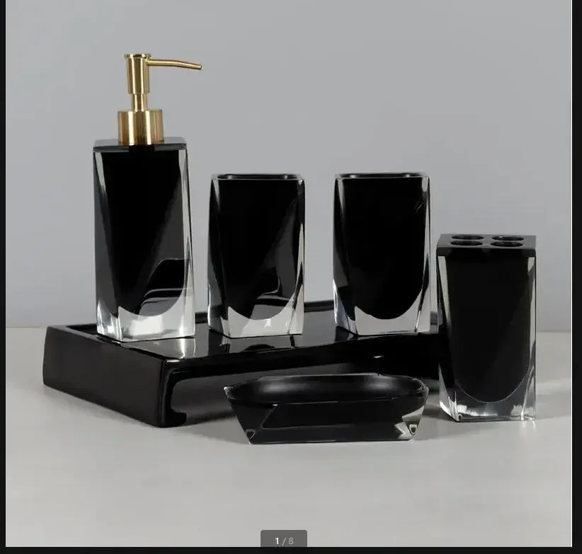 Resin Bathroom Five-piece Set Wash Set Bathroom Supplies Lotion Bottle Mouthwash Cup Toothbrush Holder Soap Dish Storage Tray
Resin Bathroom Five-piece Set Wash Set Bathroom Supplies Lotion Bottle Mouthwash Cup Toothbrush Holder Soap Dish Storage Tray