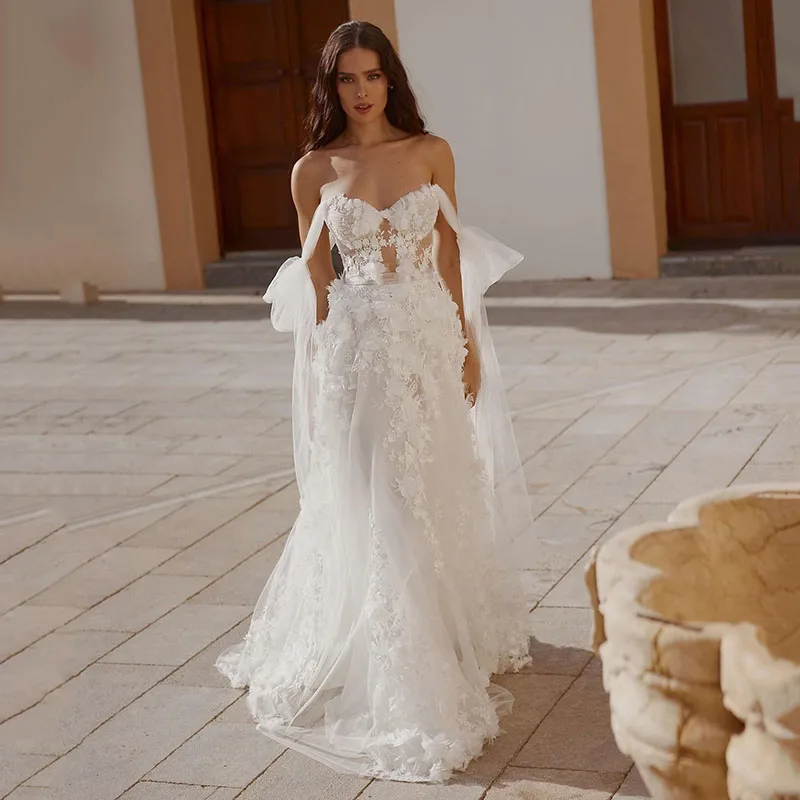 Eightree White Princess A-Line Wedding Dresses Boho Sweetheart Appliques Tulle Bridal Dress Elegant Wedding Prom Gown Plus Size
Eightree White Princess A-Line Wedding Dresses Boho Sweetheart Appliques Tulle Bridal Dress Elegant Wedding Prom Gown Plus Size