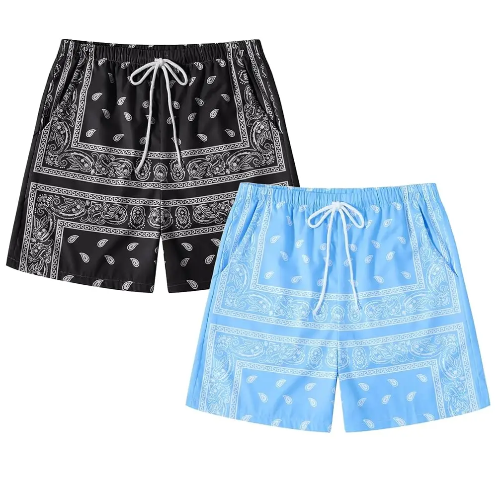 Men's 2 Pack Paisley Print Graphic Shorts Drawstring Waist Boho Tribal Summer Bandana Shorts with Pockets
Men's 2 Pack Paisley Print Graphic Shorts Drawstring Waist Boho Tribal Summer Bandana Shorts with Pockets