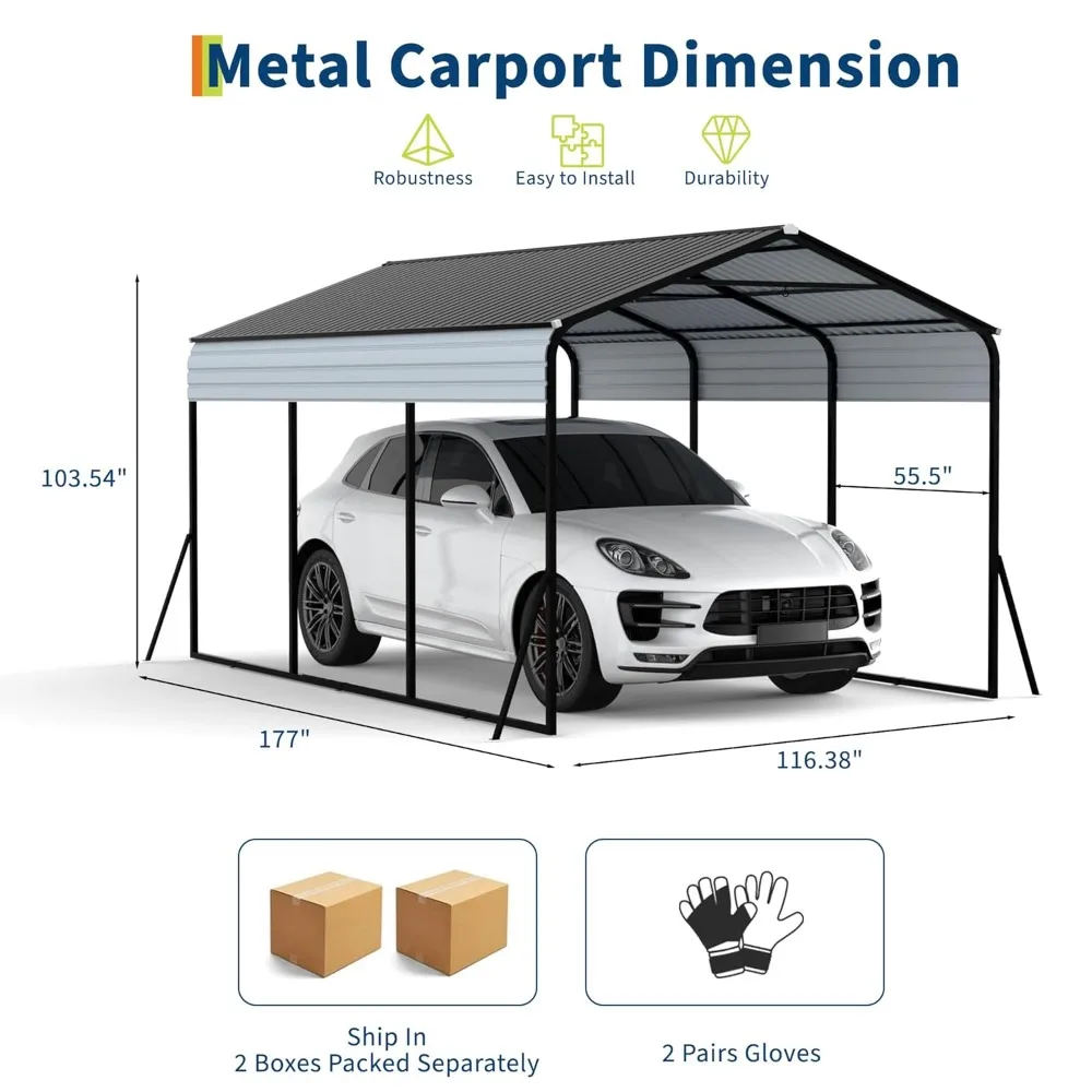 10x15 Ft Metal Carport, Heavy-duty Carport, Galvanized Steel Frame and Roof, All-weather Outdoor Garage/carport
10x15 Ft Metal Carport, Heavy-duty Carport, Galvanized Steel Frame and Roof, All-weather Outdoor Garage/carport