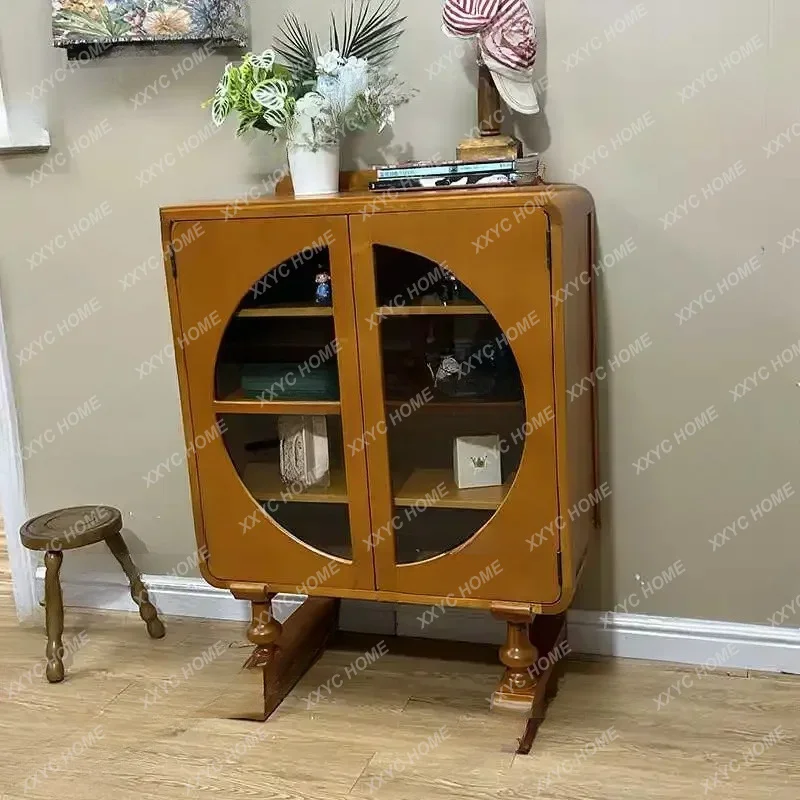 Medieval Solid Wood Small Glass Cabinet Retro Nostalgic Dining Side Cabinet Living Room Entrance Wall Decorative Cabinet
Medieval Solid Wood Small Glass Cabinet Retro Nostalgic Dining Side Cabinet Living Room Entrance Wall Decorative Cabinet