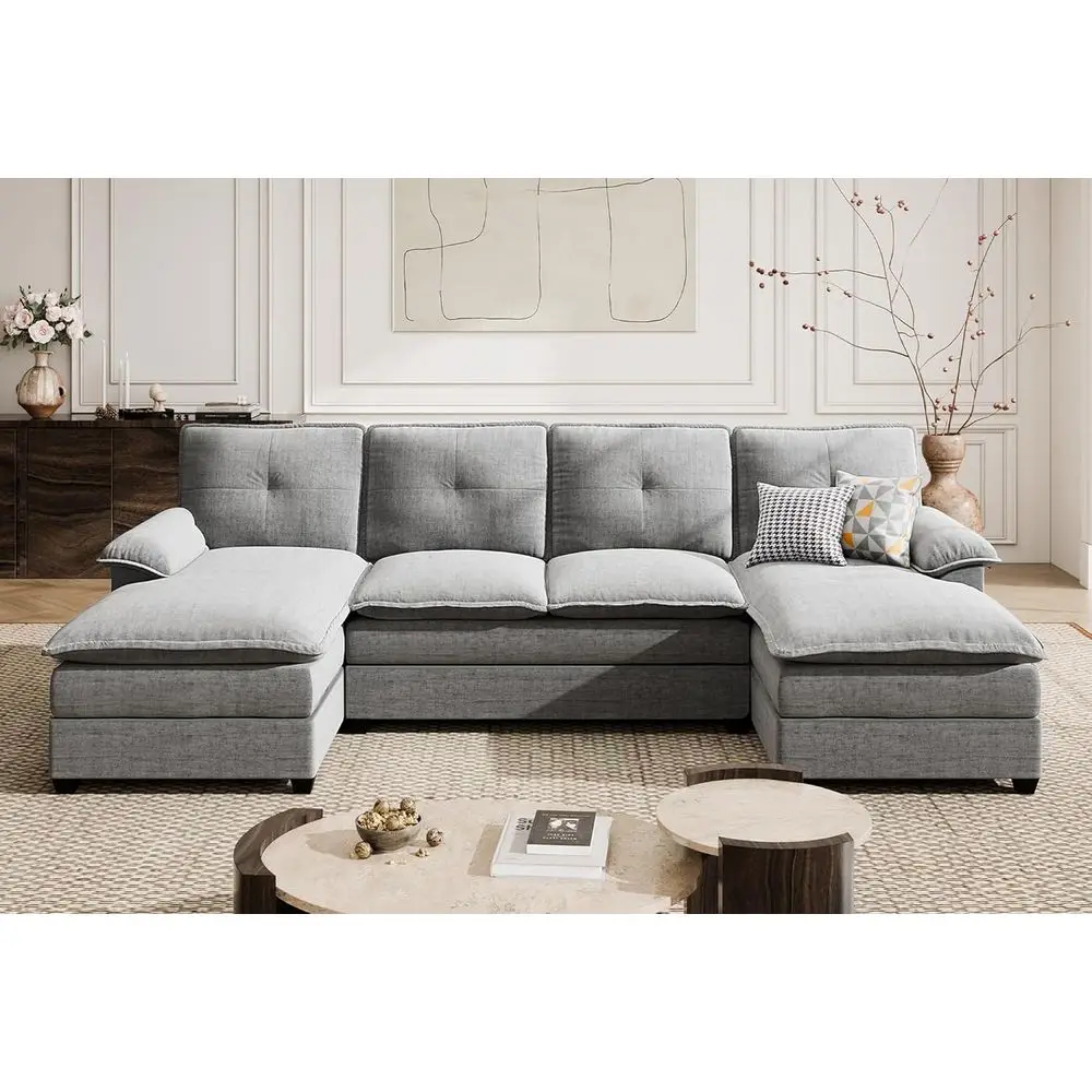 Elegant 110 Large Sofa with Double Chaise and Plush Cushions
Elegant 110 Large Sofa with Double Chaise and Plush Cushions