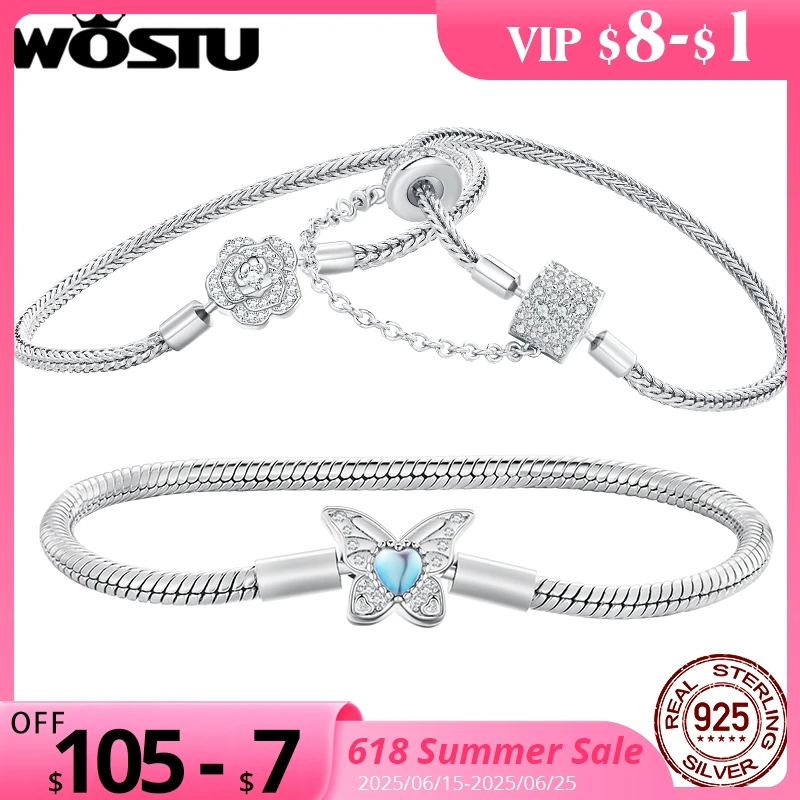 WOSTU 925 Sterling Silver Basic Heart-Shaped Bracelet Moonstone Butterfly Chain Bracelet Bangle Fit Original Charms DIY Gift
WOSTU 925 Sterling Silver Basic Heart-Shaped Bracelet Moonstone Butterfly Chain Bracelet Bangle Fit Original Charms DIY Gift