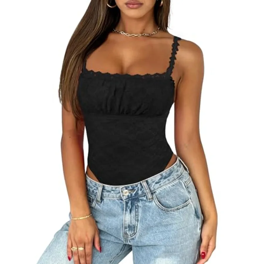 Saslax Women's Lace Bodysuit Sleeveless Double Lined Thong Body Suit Square Neck Going Out Summer Concert Club Outfits
Saslax Women's Lace Bodysuit Sleeveless Double Lined Thong Body Suit Square Neck Going Out Summer Concert Club Outfits