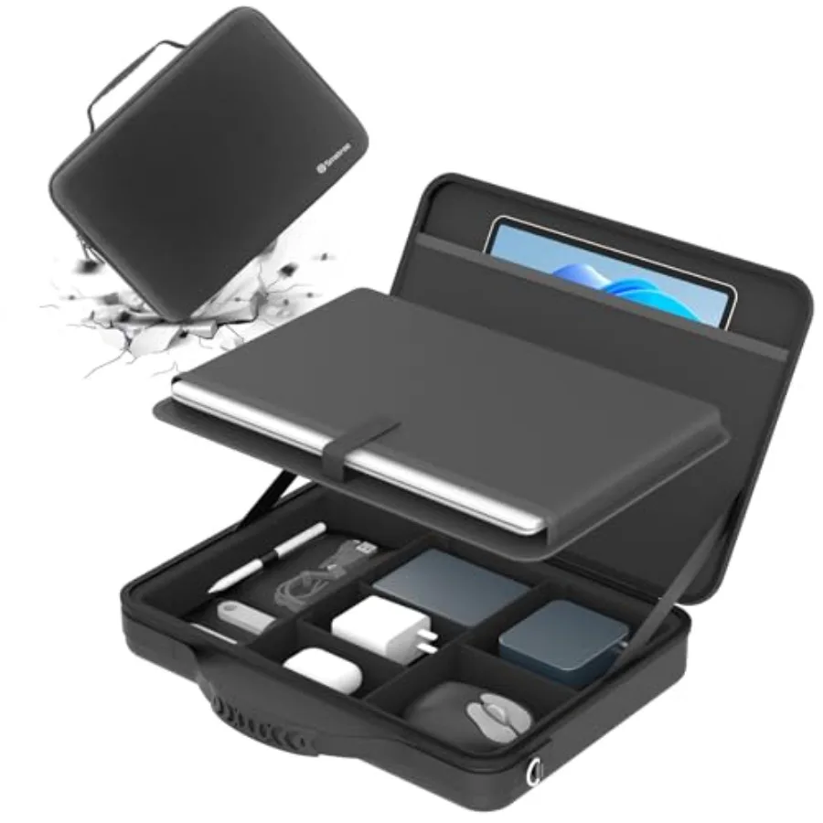 Hard Laptop Shoulder Case for 13.3-14 inch HP OmniBook laptops: durable polyester, black, shockproof with padded interior and a
Hard Laptop Shoulder Case for 13.3-14 inch HP OmniBook laptops: durable polyester, black, shockproof with padded interior and a