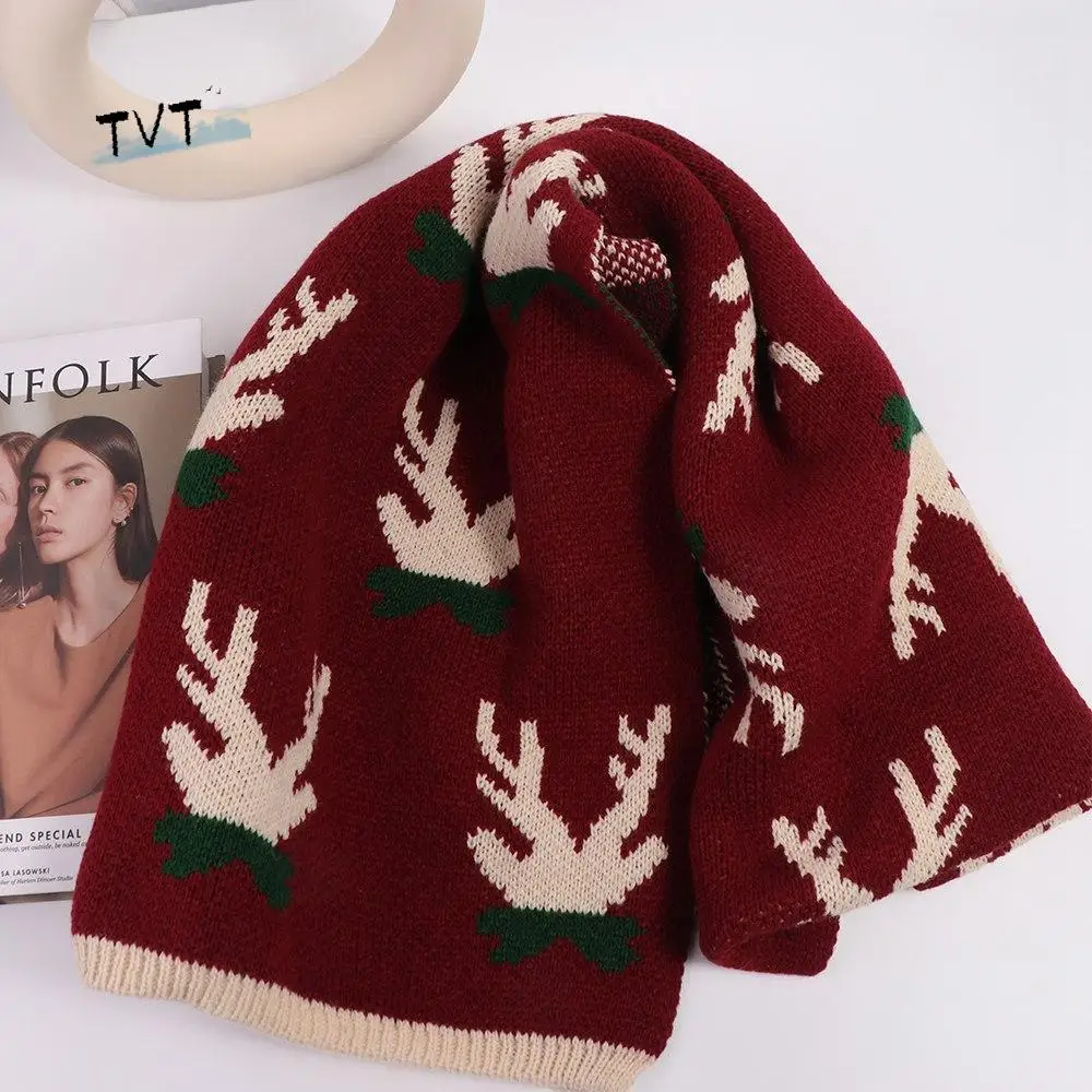 Retro Deer Christmas Scarf Red Plush Wool Knitted Scarf Wool Scarves Korean Style Scarves Winter Cashmere Scarves Autumn Winter
Retro Deer Christmas Scarf Red Plush Wool Knitted Scarf Wool Scarves Korean Style Scarves Winter Cashmere Scarves Autumn Winter