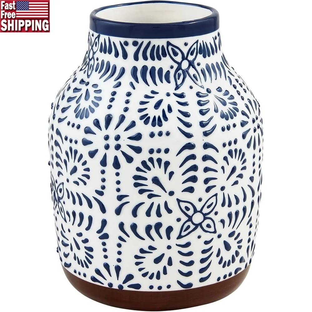 Medium Blue Floral Stoneware Vase Hand-Painted Decorative Piece Fresh Flowers Home Decor Elegant Centerpiece 7.5x5.75 Inches
Medium Blue Floral Stoneware Vase Hand-Painted Decorative Piece Fresh Flowers Home Decor Elegant Centerpiece 7.5x5.75 Inches
