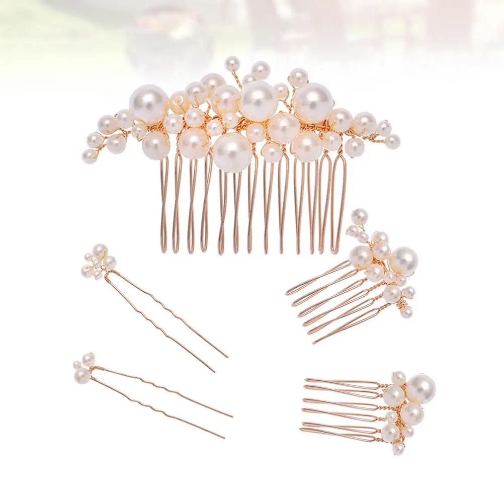 5Pcs Bridal Hair Comb Pearl Design Elegant Hairpins Set Wedding Party Headdress for Bride Bridesmaid Flower Girls
5Pcs Bridal Hair Comb Pearl Design Elegant Hairpins Set Wedding Party Headdress for Bride Bridesmaid Flower Girls