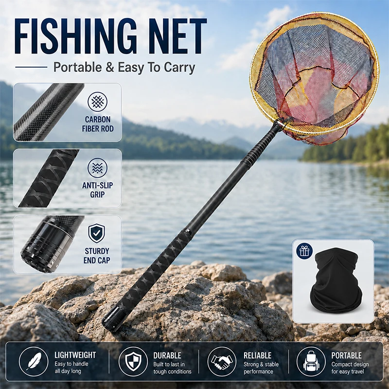 Carbon Fiber Telescopic Fishing Landing Net 364cm Long Reach, Lightweight Foldable Pole with Anti-Slip Grip
Carbon Fiber Telescopic Fishing Landing Net 364cm Long Reach, Lightweight Foldable Pole with Anti-Slip Grip