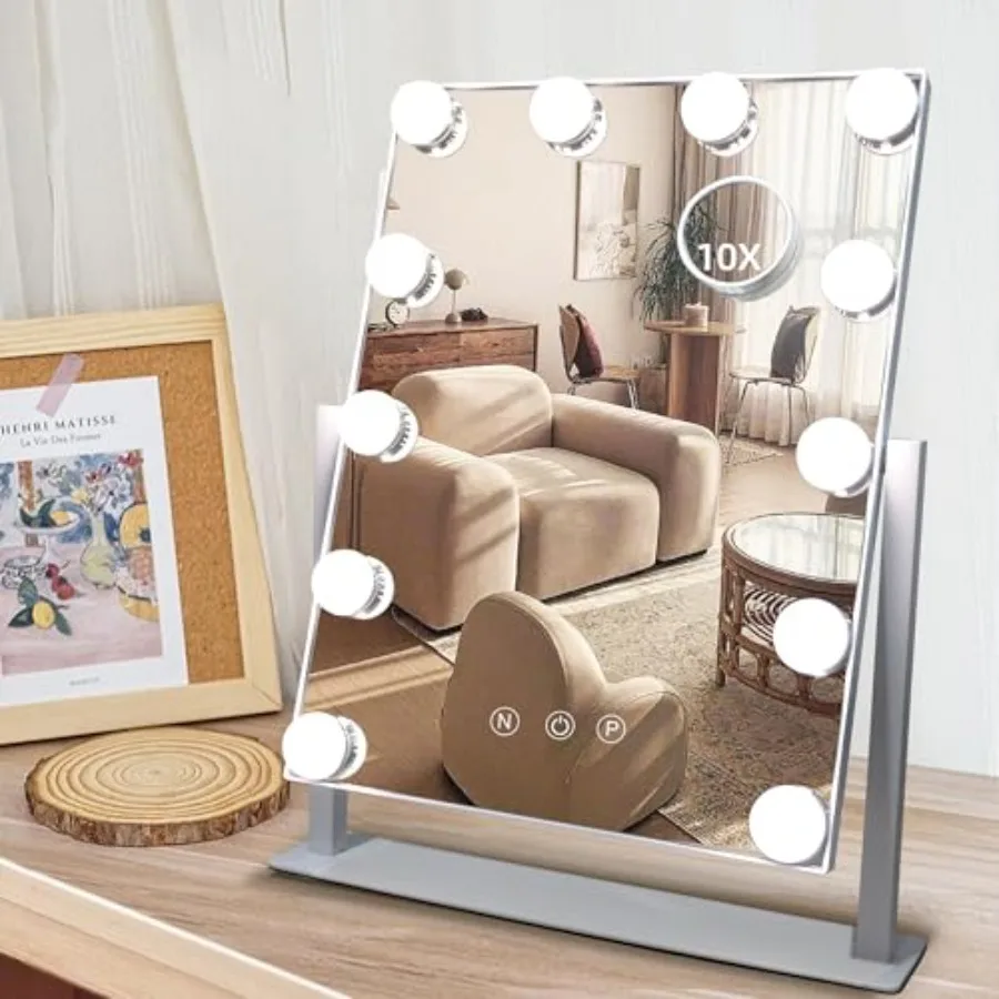 Hollywood Vanity Mirror with Lights, 12 Dimmable LED Bulbs Lighted Makeup Mirror with Detachable 10X Magnification Mirror, 1000
Hollywood Vanity Mirror with Lights, 12 Dimmable LED Bulbs Lighted Makeup Mirror with Detachable 10X Magnification Mirror, 1000