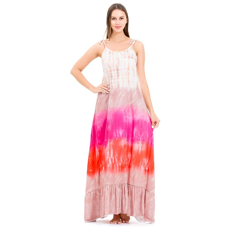 New Tie Dye With Round Neckline And Wavy Long Skirt, Women's Sleeveless Camisole Dress
New Tie Dye With Round Neckline And Wavy Long Skirt, Women's Sleeveless Camisole Dress