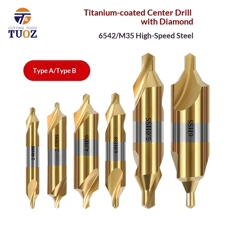 HSS Titanium Coated Center Drill 60° Type A/B Durable Stainless Steel Centering Drill Bit Full Range of 1/2/3/4/5/6mm Sizes
HSS Titanium Coated Center Drill 60° Type A/B Durable Stainless Steel Centering Drill Bit Full Range of 1/2/3/4/5/6mm Sizes