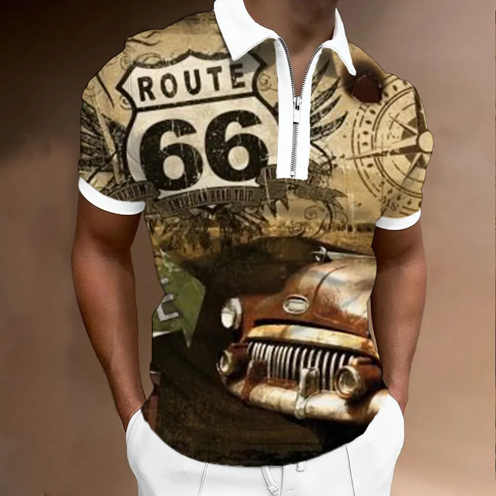 SE4 personalized pattern 3D printing men's zipper polo shirt casual slim short-sleeved top
SE4 personalized pattern 3D printing men's zipper polo shirt casual slim short-sleeved top
