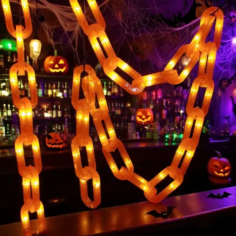 Correntes de Plástico para Halloween, Luzes de Corda para Decorações Assustadoras de Cães Esqueletos de Halloween para Exteriores