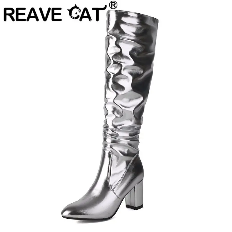 Женские Плиссированные сапоги до колена REAVE CAT, новые модные сапоги с круглым носком на массивном каблуке 10 см, большой размер 45, 46
Женские Плиссированные сапоги до колена REAVE CAT, новые модные сапоги с круглым носком на массивном каблуке 10 см, большой размер 45, 46