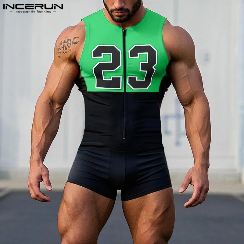 INCERUN Men Bodysuits Printing Patchwork Zipper Skinny Playsuits Sleeveless Male Rompers Streetwear 2025 Workout Bodysuit Men
INCERUN Men Bodysuits Printing Patchwork Zipper Skinny Playsuits Sleeveless Male Rompers Streetwear 2025 Workout Bodysuit Men