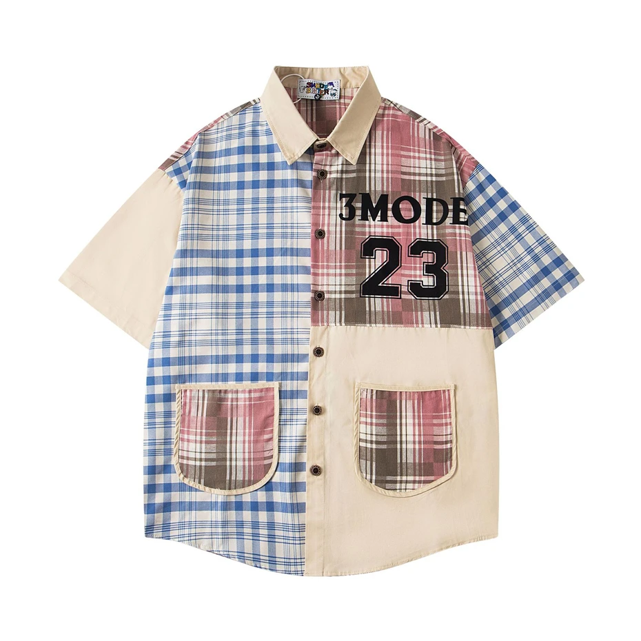 Oversized Mens Plaid Shirts Streetwear Hip Hop Splicing Short Sleeve Shirt Men Harajuku Vintage Casual Blouse Unisex
Oversized Mens Plaid Shirts Streetwear Hip Hop Splicing Short Sleeve Shirt Men Harajuku Vintage Casual Blouse Unisex