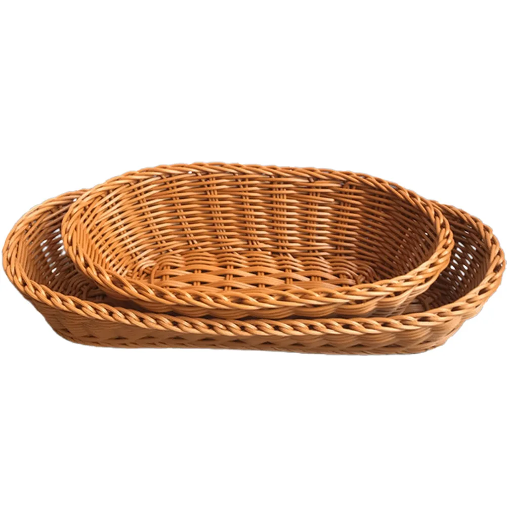 2pcs Fruit Baskets Plastic Woven Rattan Snack Storage Bread Set Modern Simple Suitable Home Restaurant Perforated Airflow
2pcs Fruit Baskets Plastic Woven Rattan Snack Storage Bread Set Modern Simple Suitable Home Restaurant Perforated Airflow