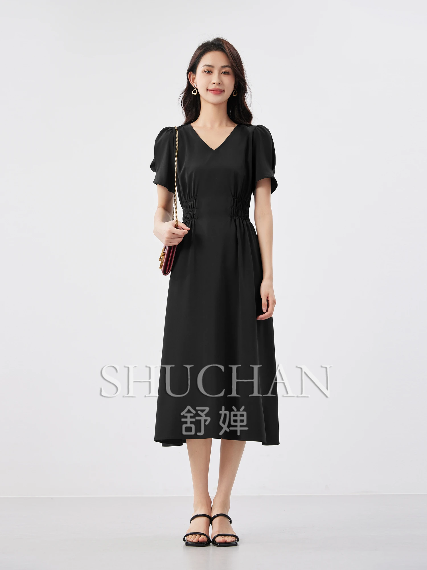 Summer Classic Black V-neck Elastic Waistline Maxi Dresses for Women Polyester SPANDEX Vestidos De Fiesta
Summer Classic Black V-neck Elastic Waistline Maxi Dresses for Women Polyester SPANDEX Vestidos De Fiesta