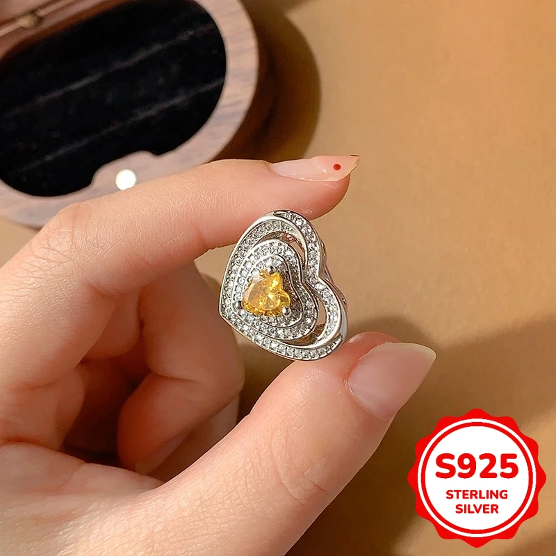 Luxury S925 Silver Hollow Double Love Heart Yellow Gem Full Diamond Ring Ladies Valentine's Day Gift Jewelry
Luxury S925 Silver Hollow Double Love Heart Yellow Gem Full Diamond Ring Ladies Valentine's Day Gift Jewelry