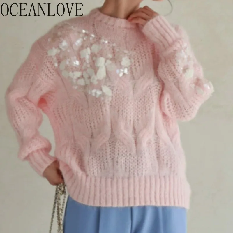 OCEANLOVE Pink Sweater Women Tops Flowers Korean Fashion Sweet Elegant Pullovers Basics Autumn Winter Simple Pull Femme
OCEANLOVE Pink Sweater Women Tops Flowers Korean Fashion Sweet Elegant Pullovers Basics Autumn Winter Simple Pull Femme
