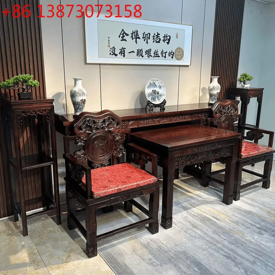 New Chinese rosewood all-solid wood middle hall six-piece set of eight immortals table living room table entrance cabinet
New Chinese rosewood all-solid wood middle hall six-piece set of eight immortals table living room table entrance cabinet