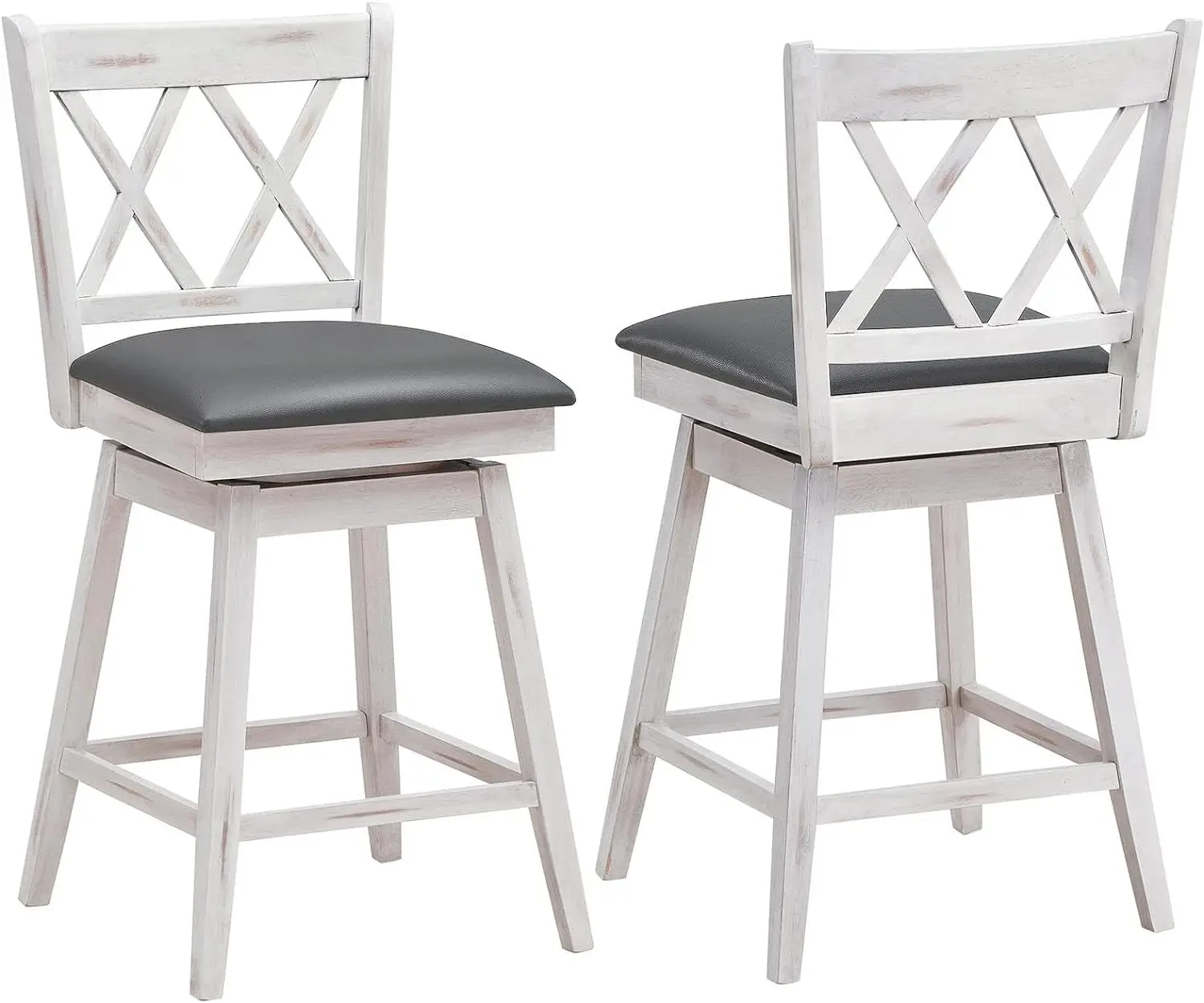 360° Swivel Bar Stools 2pcs Counter 25in w/Back Cushion Footrest Farmhouse Kitchen Island Dining White, Customized
360° Swivel Bar Stools 2pcs Counter 25in w/Back Cushion Footrest Farmhouse Kitchen Island Dining White, Customized