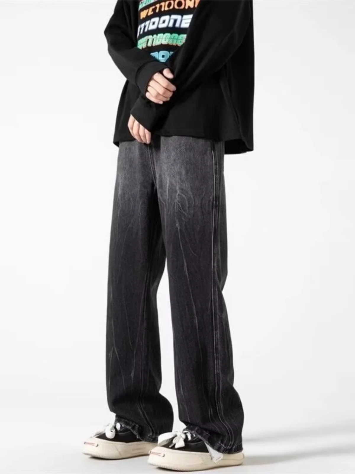 Мужские джинсы с градиентным окрашиванием, свободные, прямого кроя, длинные брюки, модные, для весеннего повседневного образа, черные, винтажные, стильные
Мужские джинсы с градиентным окрашиванием, свободные, прямого кроя, длинные брюки, модные, для весеннего повседневного образа, черные, винтажные, стильные