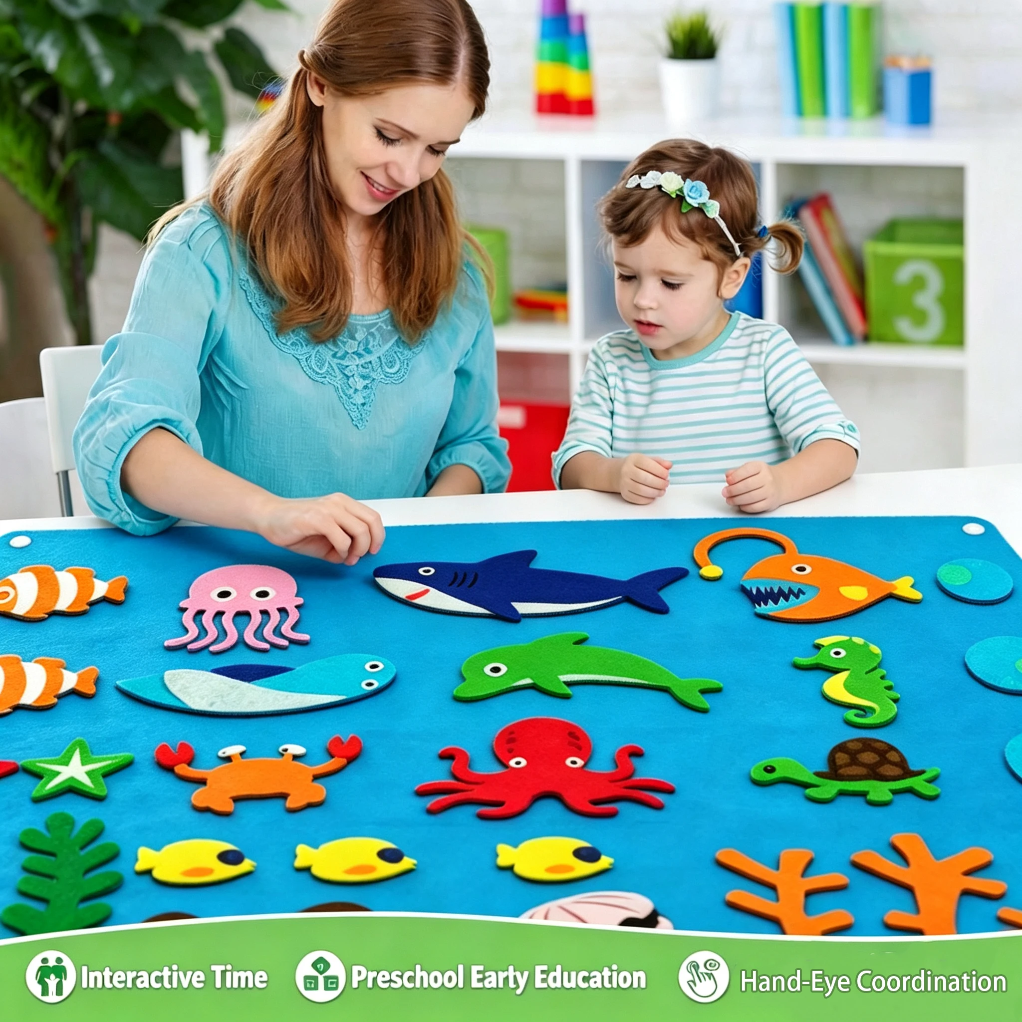 Ocean Animals Felt Learning Board – Toddler Preschool Educational Quiet Book Busy Board, Montessori Sensory Toy, Sea-Themed Felt
Ocean Animals Felt Learning Board – Toddler Preschool Educational Quiet Book Busy Board, Montessori Sensory Toy, Sea-Themed Felt
