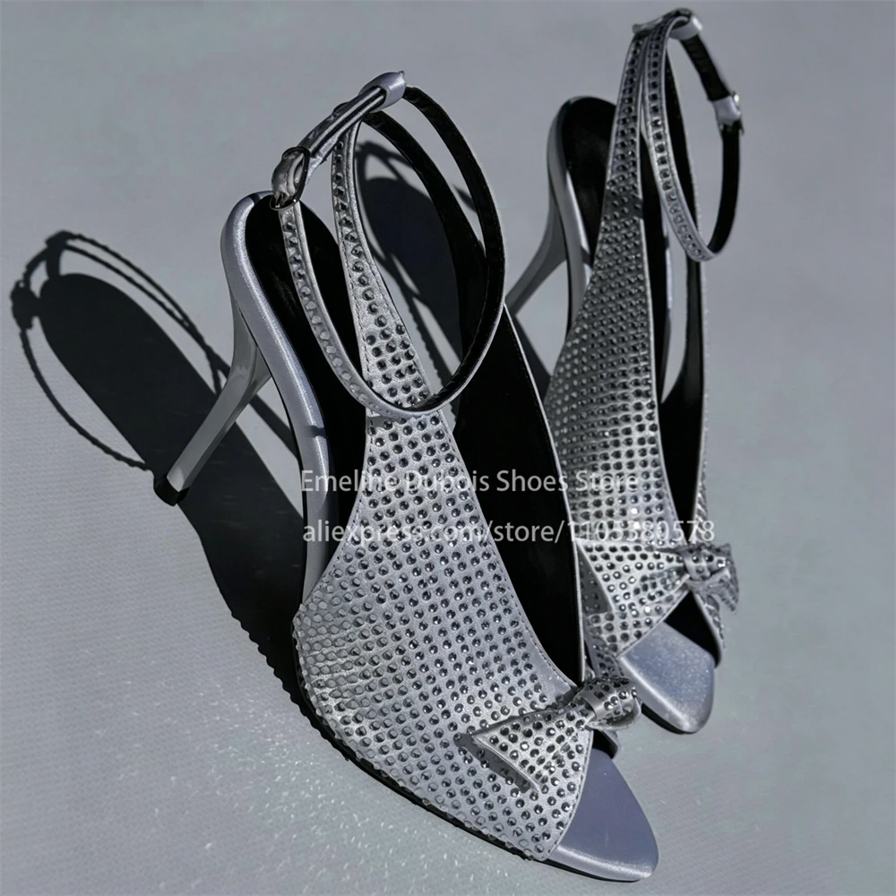 Satin Rhinestone Bowknot Slingback High Heel Sandals Ankle Strap Peep Toe Stilettos Party Wedding Fashion Dress Shoes for Women
Satin Rhinestone Bowknot Slingback High Heel Sandals Ankle Strap Peep Toe Stilettos Party Wedding Fashion Dress Shoes for Women