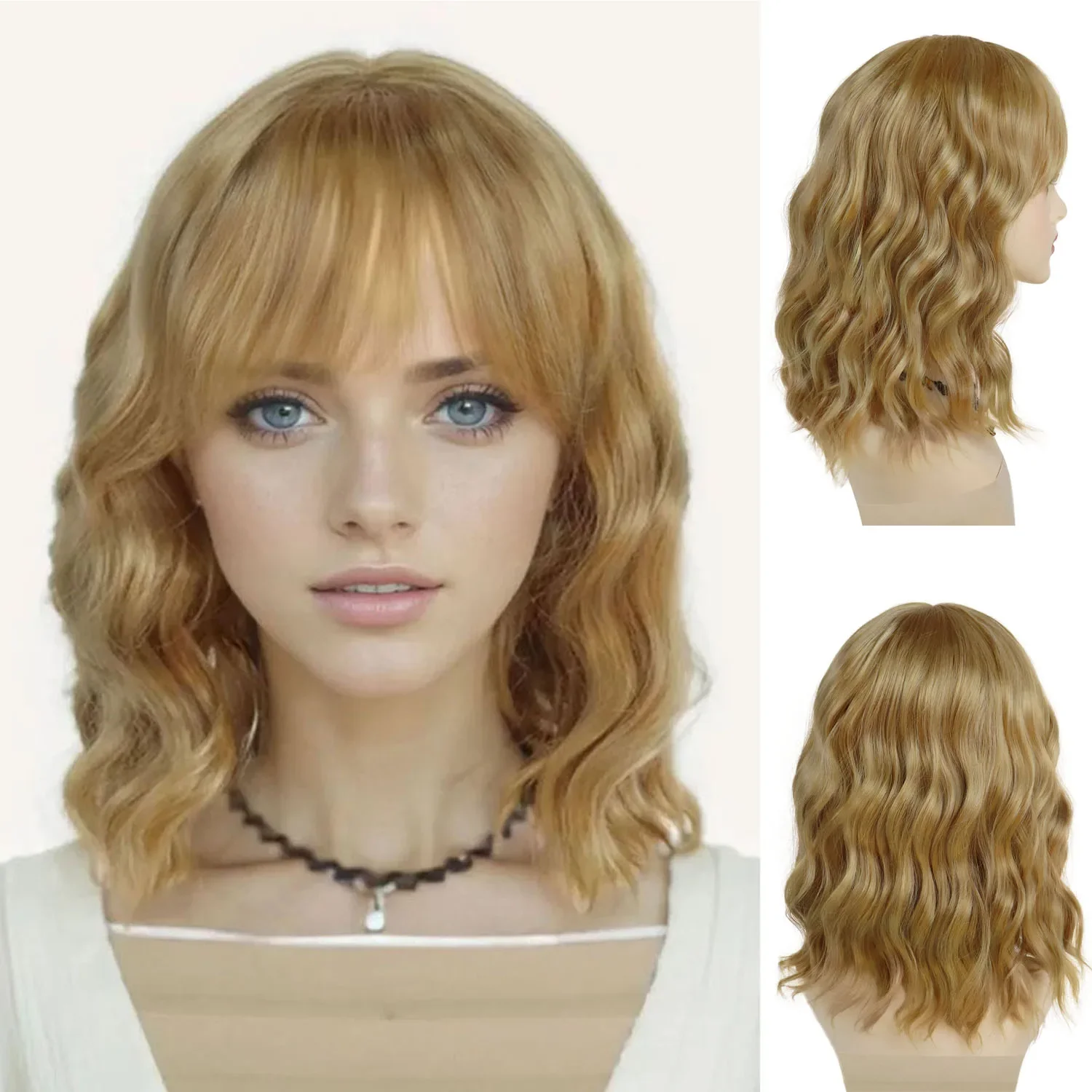 GNIMEGIL Synthetic Hair Short Wavy Curly Wig for White Women Blonde Wigs with Bangs Water Wave Wig Daily Party Casual Mommy Wig
GNIMEGIL Synthetic Hair Short Wavy Curly Wig for White Women Blonde Wigs with Bangs Water Wave Wig Daily Party Casual Mommy Wig