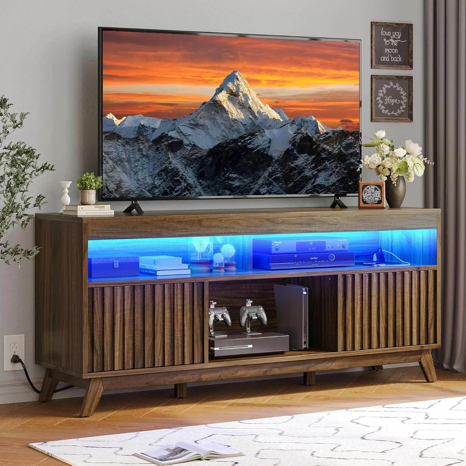 Television Stand with Power Outlets for Living Room, Fluted TV Stand LED Light for 65/55 Inch TV, Modern Entertainment Center TV
Television Stand with Power Outlets for Living Room, Fluted TV Stand LED Light for 65/55 Inch TV, Modern Entertainment Center TV