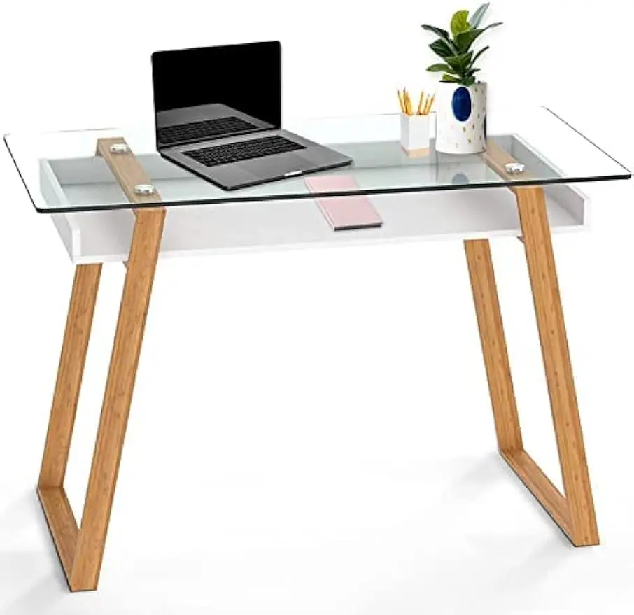 YSmall Desk - 43 Inch, Modern Computer Desk - Study Table w/Glass Top and Shelf Space - White
YSmall Desk - 43 Inch, Modern Computer Desk - Study Table w/Glass Top and Shelf Space - White