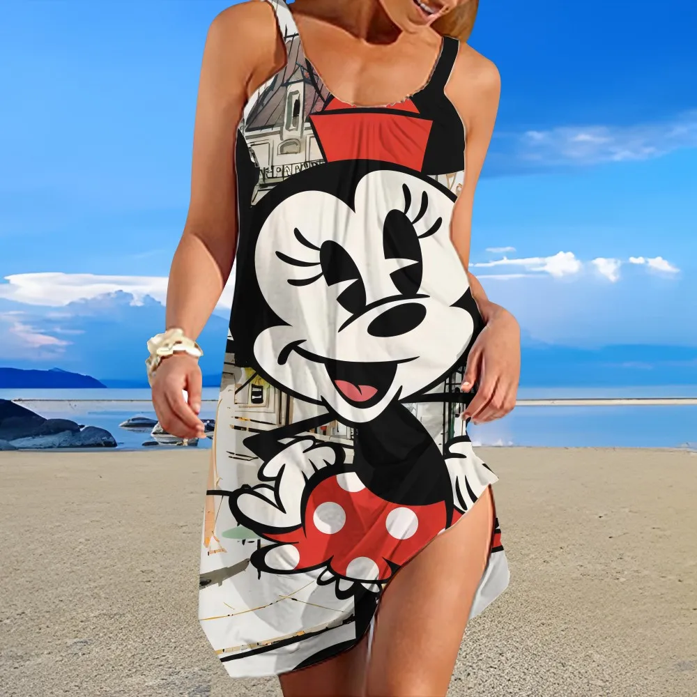 Comfortable and fashionable casual round neck suspender beach dress Disney cartoon printed pattern sleeveless women's dress
Comfortable and fashionable casual round neck suspender beach dress Disney cartoon printed pattern sleeveless women's dress