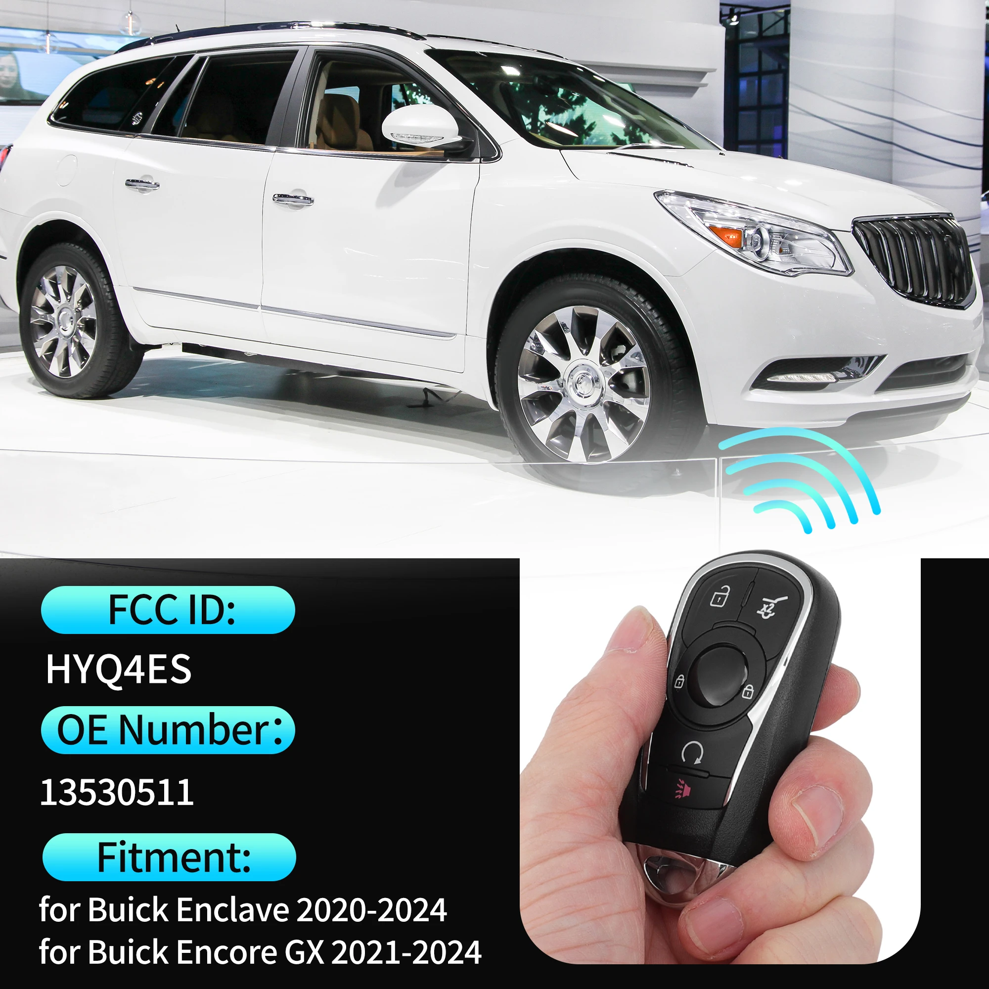 UXCELL HYQ4ES 433MHz Keyless Entry Remote Key Fob for Buick Enclave 2020-2024
UXCELL HYQ4ES 433MHz Keyless Entry Remote Key Fob for Buick Enclave 2020-2024