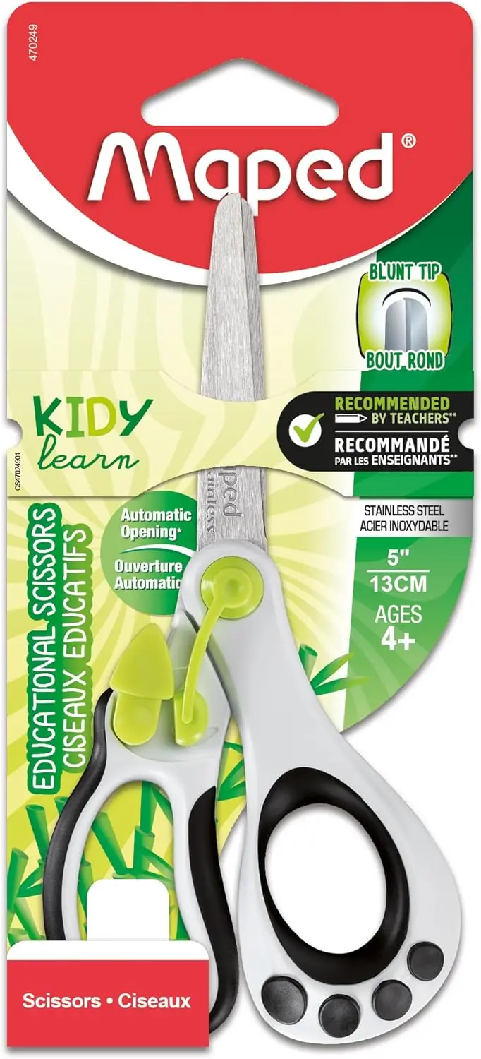 Spring-Assisted 5" Educational Scissors for Kids - Ergonomic, Safety, Assorted Colors, Black/White
Spring-Assisted 5" Educational Scissors for Kids - Ergonomic, Safety, Assorted Colors, Black/White
