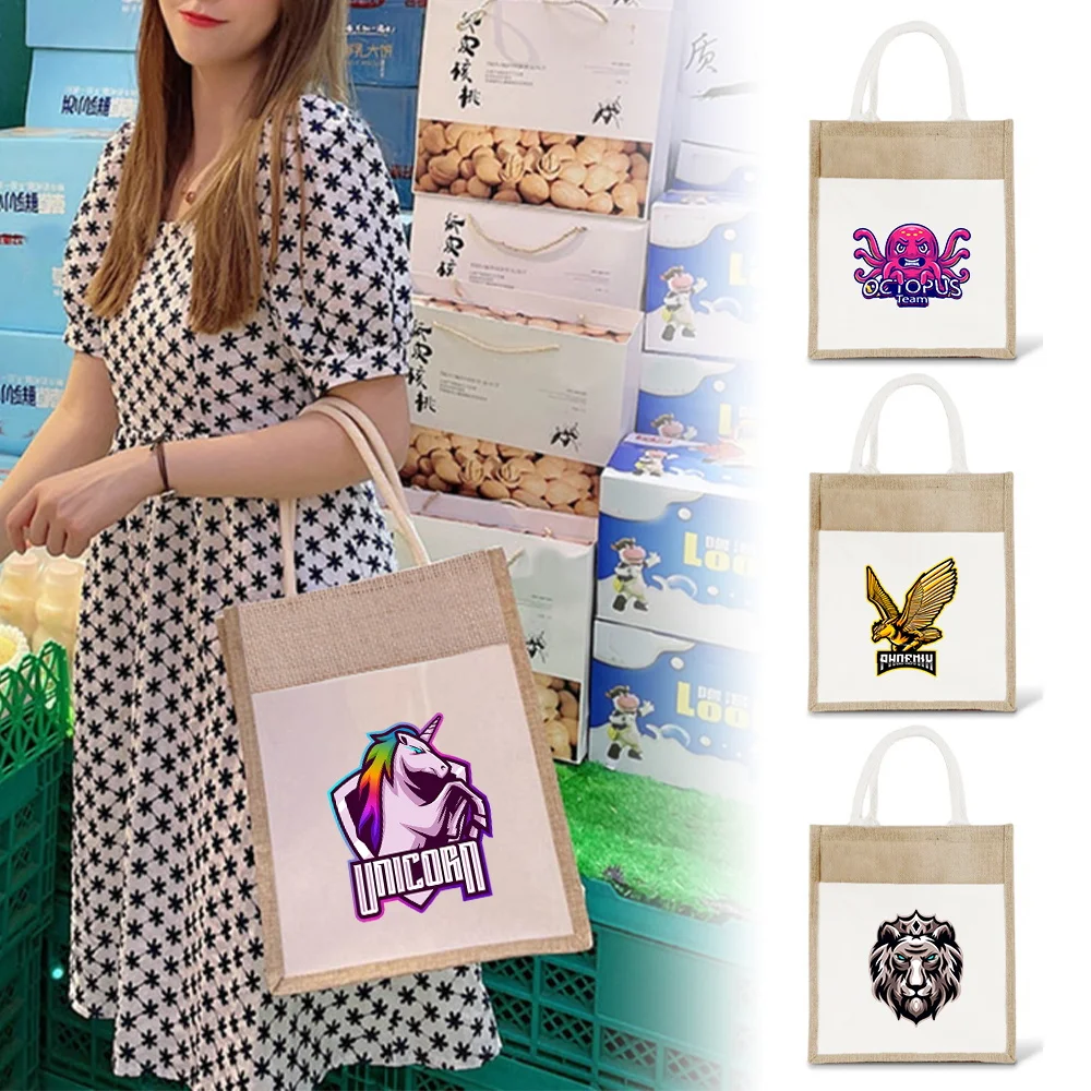 Tote Bag Environmental Jute Shopping Bag Portable Large Capacity Beach Bag Teamlogo Series Lightweight Grocery Storage Bags
Tote Bag Environmental Jute Shopping Bag Portable Large Capacity Beach Bag Teamlogo Series Lightweight Grocery Storage Bags