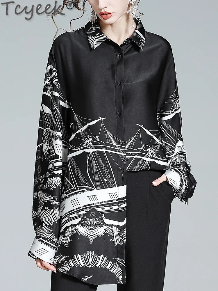 Tcyeek Spring 100% Mulberry Silk Blouse Woman Luxury Floral Print Tops for Woman Clothing Mid Length Shirts Blusas Para Mujer
Tcyeek Spring 100% Mulberry Silk Blouse Woman Luxury Floral Print Tops for Woman Clothing Mid Length Shirts Blusas Para Mujer