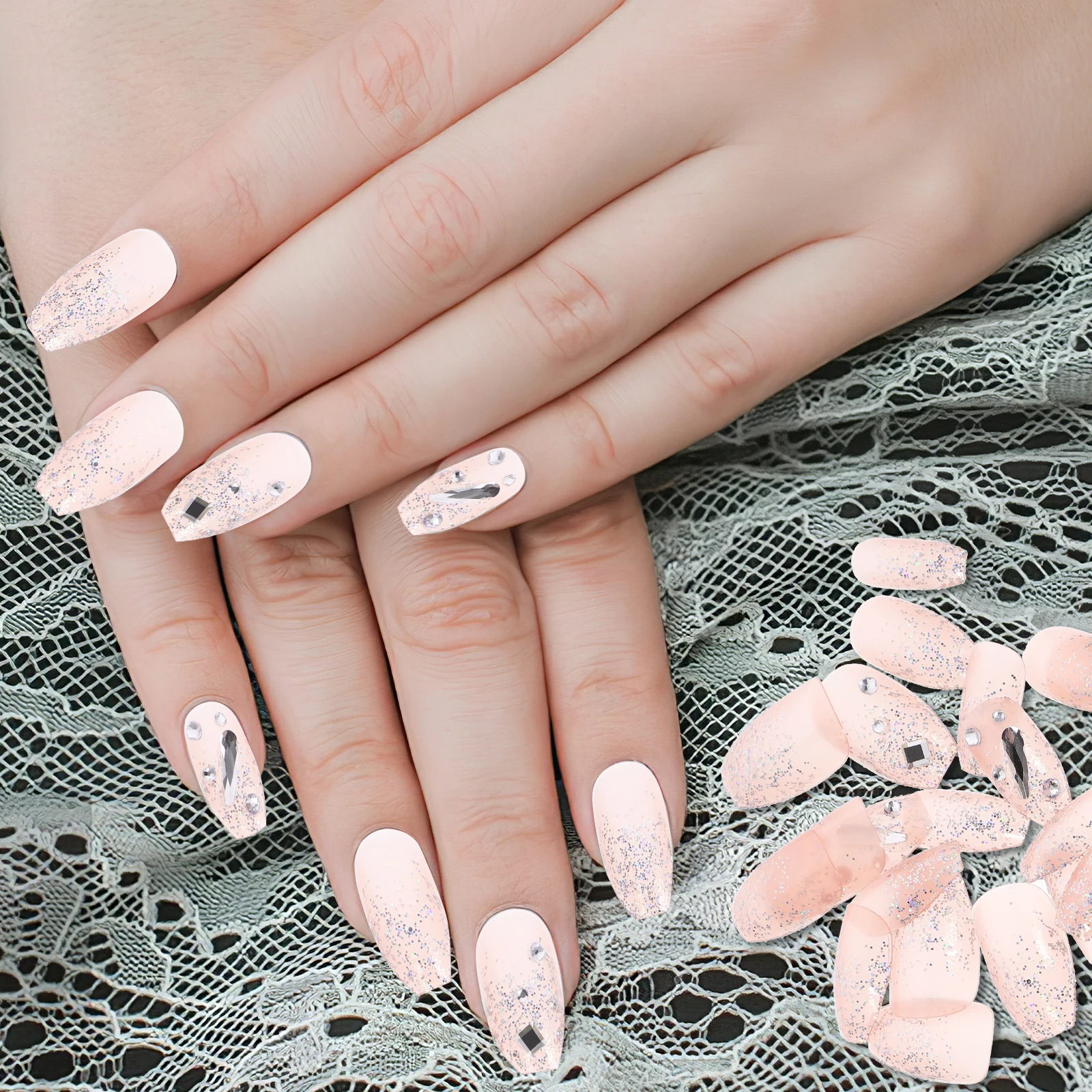 24pcs Press On Nails Long Coffin Tips Fake Nail Kit Full Cover Professional 24 Pieces JP2265 Fake Nails Long B3
24pcs Press On Nails Long Coffin Tips Fake Nail Kit Full Cover Professional 24 Pieces JP2265 Fake Nails Long B3