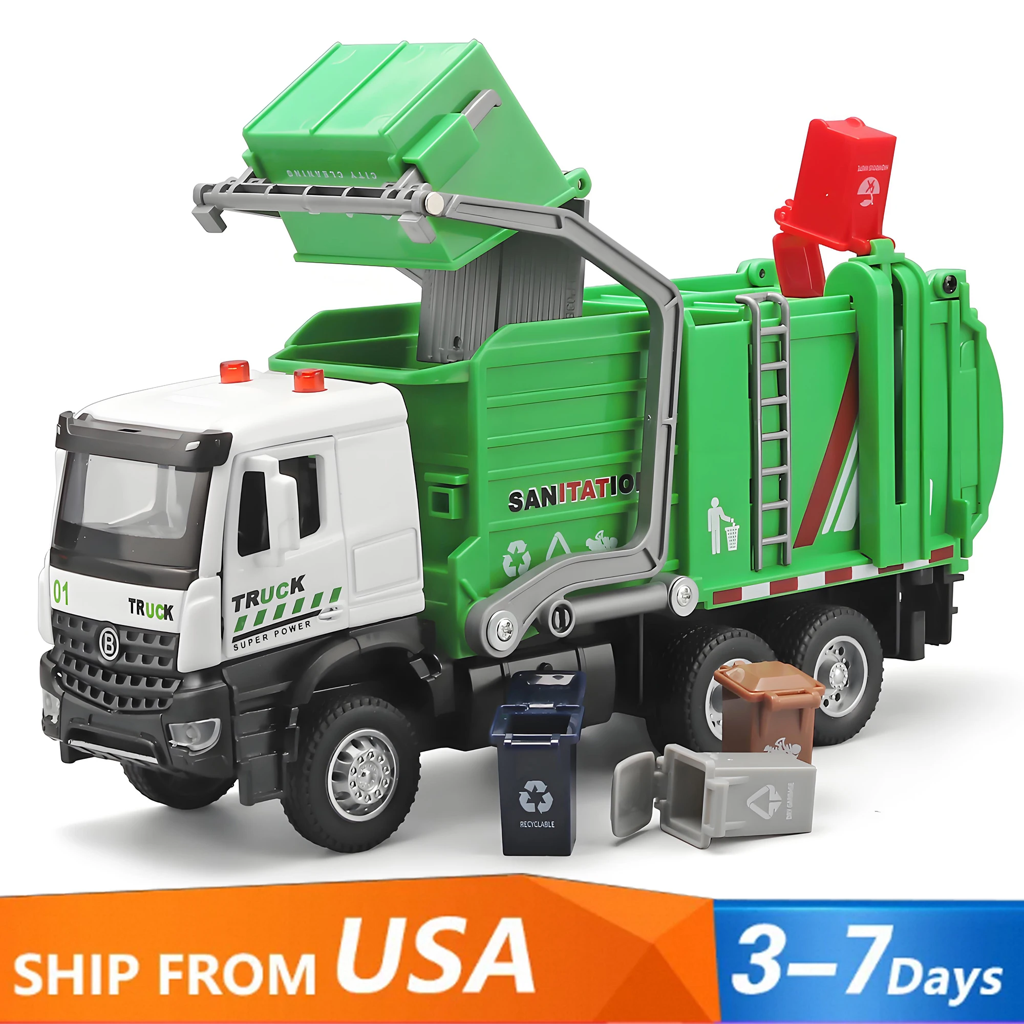 Alloy garbage truck toys, sanitation truck with lights and sounds, simulation recycling features, ideal gift for boys
Alloy garbage truck toys, sanitation truck with lights and sounds, simulation recycling features, ideal gift for boys