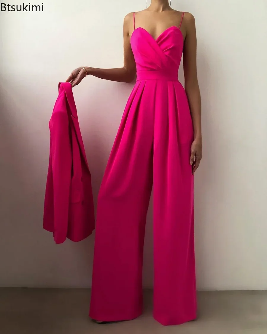 2024 Spring Summer Chiffon Elegant Jumpsuits Women Spaghetti Strap High Waist Wide Leg Jumpsuits Overalls Solid Womens Jumpsuit
2024 Spring Summer Chiffon Elegant Jumpsuits Women Spaghetti Strap High Waist Wide Leg Jumpsuits Overalls Solid Womens Jumpsuit